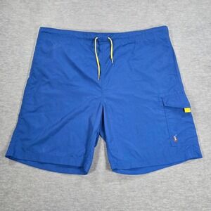 Polo Ralph Lauren Mens XL Blue Cargo Swim Trunks Mesh Lined Pony Logo RN41381
